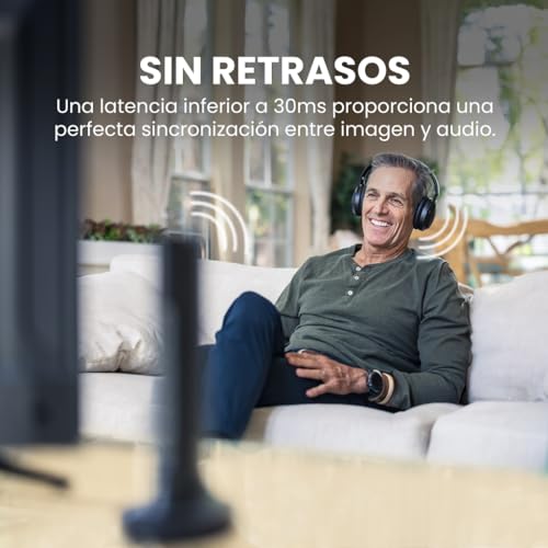Avantree Opera Plus - Auriculares Inalámbricos para TV para Mayores, Potente Volumen y Diálogo Claro, Base de Carga Incl