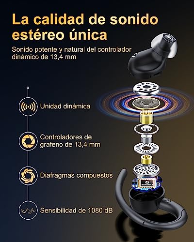 Jesebang Auriculares Inalámbricos Deportivos Bluetooth 5.3, Sonido Premium y 40H de Reproducción | Para Corredores | Fit